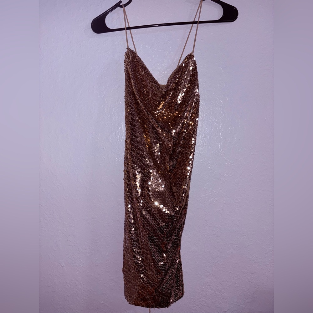 Gold sequin dress